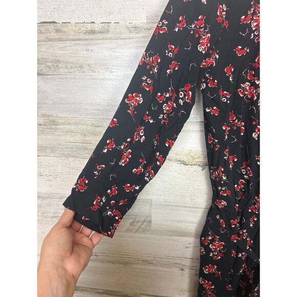 Velvet Anthropologie Women’s Small Freddy Black Floral Wide Leg Jumpsuit Jumper - Picture 4 of 7